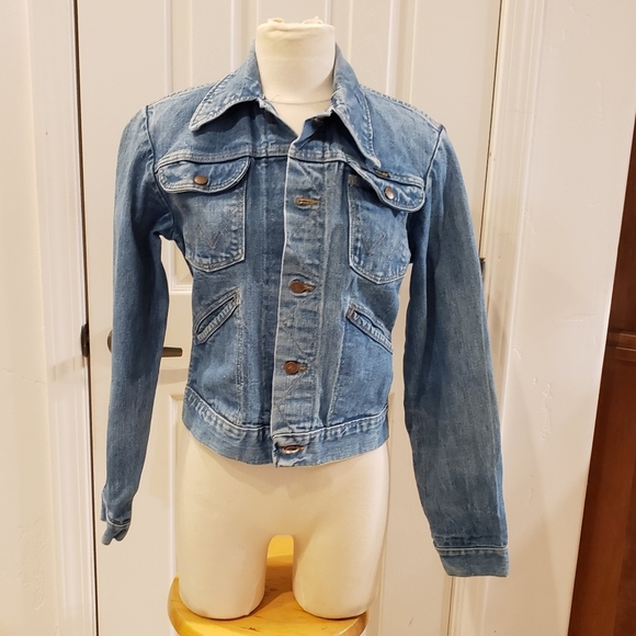 VINTAGE WRANGLER 70s Blue Jean Jacket Denim - Picture 1 of 10